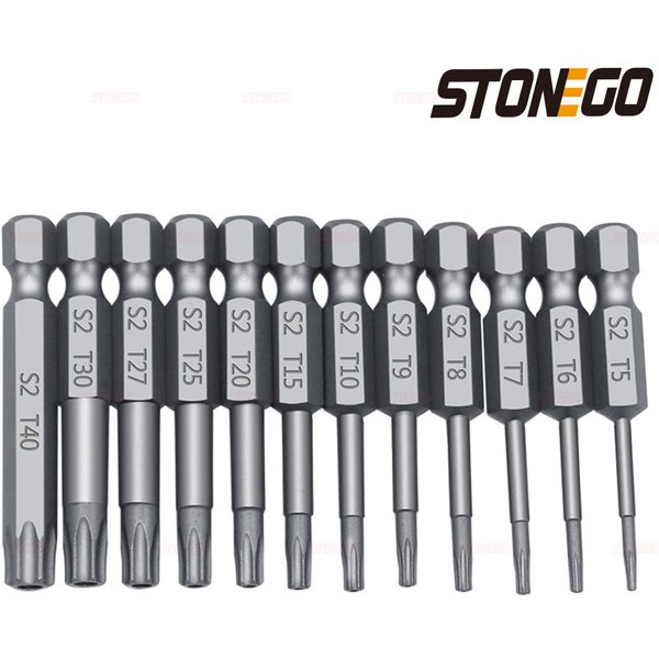 STONEGO Schraubendreher-Bit-Set, 50 mm/75 mm/100 mm, Schraubendreher-Bohrer, Schraubendreher-Bits, Torx-Flachkopf, 1/4 Zoll Sechskant-Schraubendreher-Bits