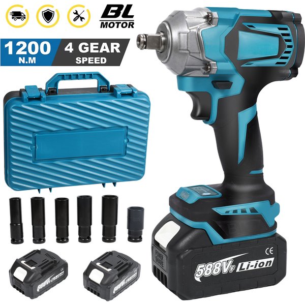 1200N.M Bürstenloser Elektro-Schlagschrauber 1/2 Zoll Schraubendreher Kabelloser Elektroschrauber für Makita 18V Akku-Tools