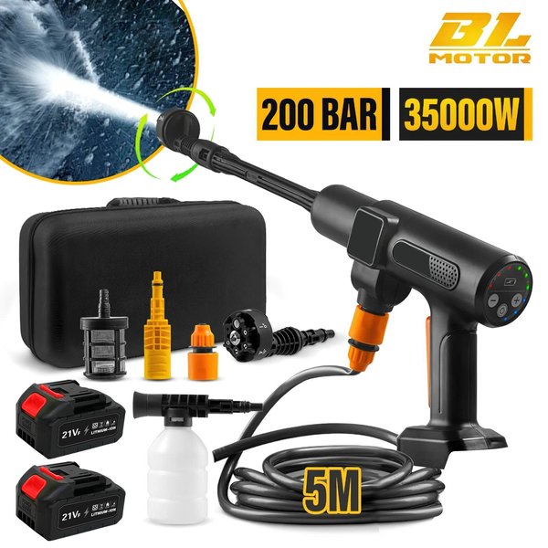 3500W 200Bar Kabelloser Hochdruck-Sprühkopf Autowaschpistole Gartenreinigungsgerät Elektrowerkzeug für Makita 18V Akku
