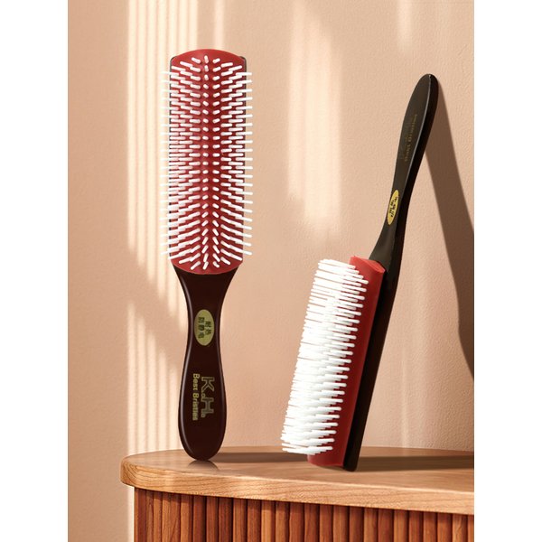 9-Rows 4 Color Detangling Hair Brush Denman Detangler Hairbrush Scalp Massager Straight Curly Wet Hair Comb Salon Hairdressing