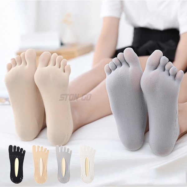 Summer Five Finger Yoga Socks Silicone Non-slip Invisible Boat Socks Women's Solid Breathable Split Toe Sock Five Toe Socks