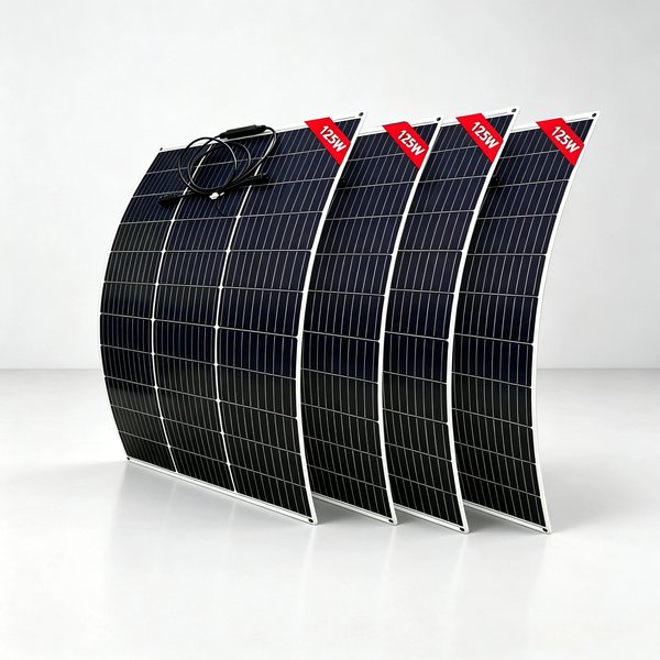 500W (4 Stück 125W) Solarmodul mit monokristalliner Solarzelle, 18V flexible Solarmodule, 125 Watt für Batterien, Wohnwagen, Wohnmobil, Yacht, Marine, Balkon-Solarsystem