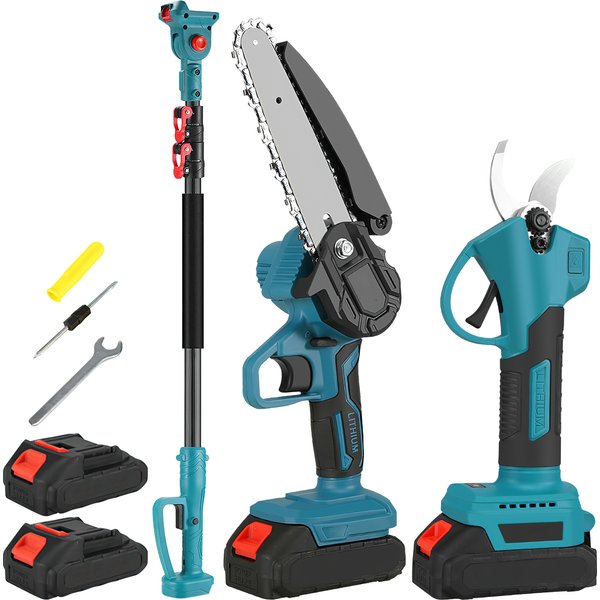 6 Zoll Elektrische Kettensäge mit Teleskopstange, Astschere für hohe Äste, Garten-Baum-Astschneidewerkzeug für 18V Akku