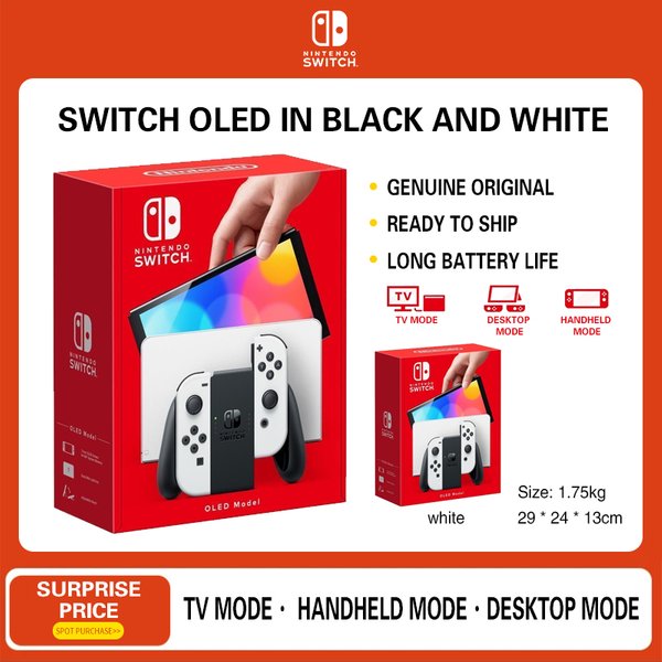 Nintendo Switch OLED-Modell Videospielkonsole avec blancen Joy-Con - HK-Version (HK-Chargeur avec HK-zu-US-Steckeradapter)