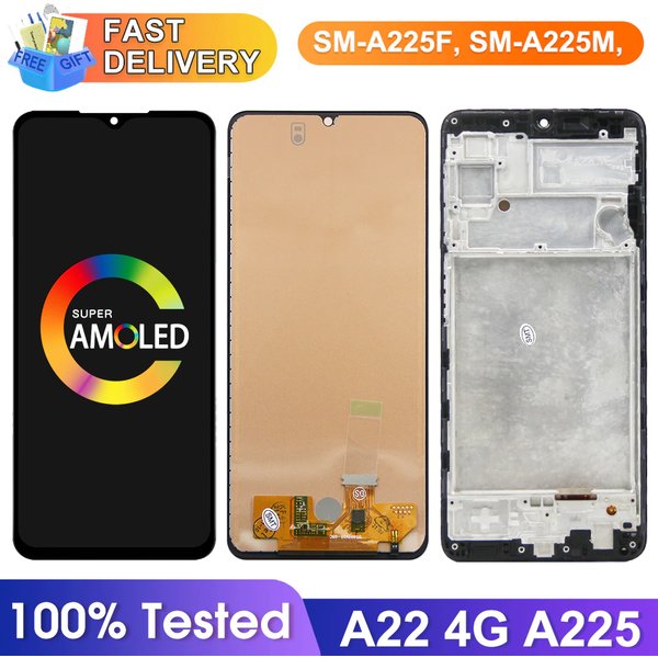 Remplacement d'écran 6.4 "A22 4G, pour Samsung Galaxy A22 A225 A225F A225F/DS écran tactile numérique LCD avec assemblage de cadre