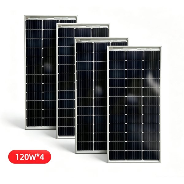 480W (4 Stück 120W) bifaziales Glas-Solarpanel, hochwirksame, gehärtete Photovoltaik-Solarmodule für Batterien, Wohnmobile, Boote, Camping, Hausdächer