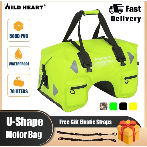 WILD HEART – sac étanche pour Moto, sac à bagages en forme de U, matériau PVC étanche, sacs de grande capacité 70L