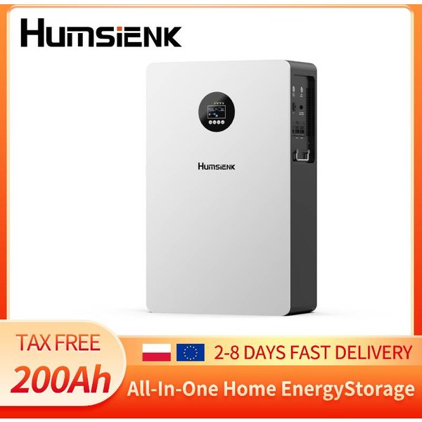 Humsienk 10,24kWh All-in-One-Energiespeichersystem mit 6,5kW reinem Sinuswellen-Solarwechselrichter, AC220V-Ausgang, 120A MPPT-Solarladegerät, PV-Max-Eingang 500V, für Zuhause/Büro, WiFi/CAN/RS485