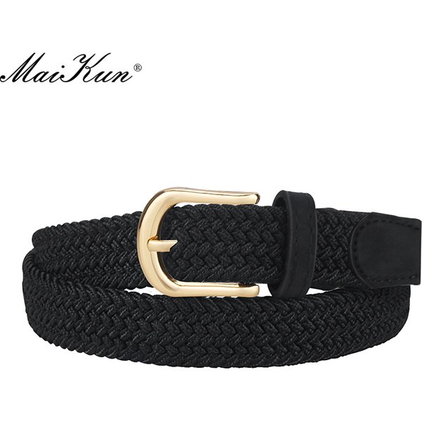 MaiKun – ceinture en toile tressée pour femmes, ajustable, grande taille, boucle ardillon en métal, élastique, haute qualité, Style décontracté
