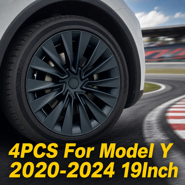 Für Tesla Model Y 2020-2024 19-Zoll-Radkappen-Ersatz 4-teiliger Satz Radkappen Rechts & Links Vollständige Felgenabdeckung Zubehör