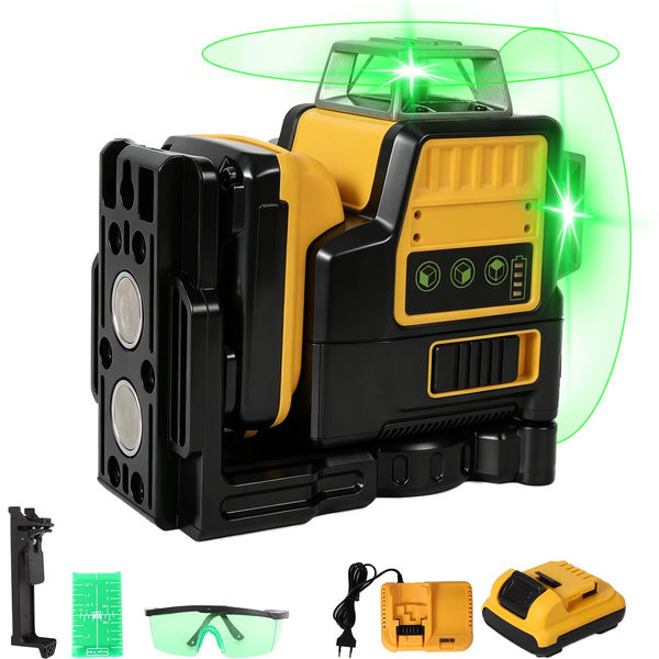 Bromose 3D 12 Linii Laserowy Poziomica 360 Stopni Pionowa Bateria Litowa 12V Narzędzie Poziomica Laserowa z Zielonym Światłem do Użytku Zewnętrznego