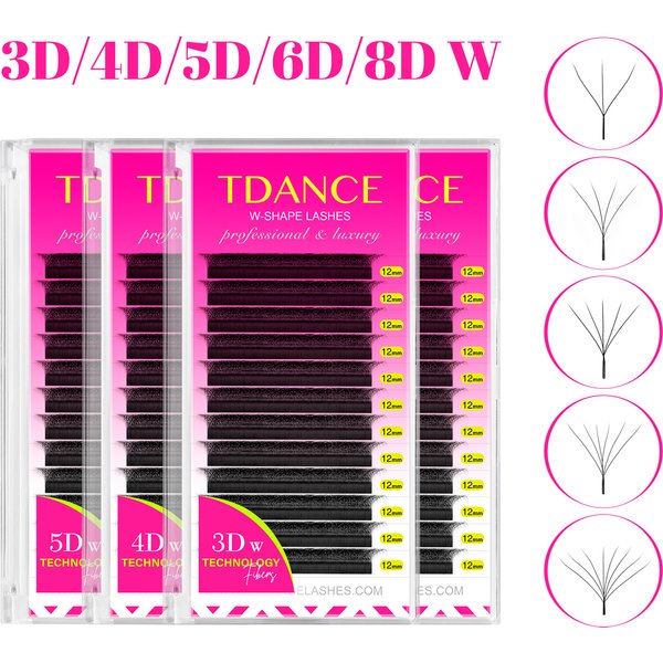 TDANCE 3D 4D 5D 6D ventilateurs préfabriqués Extension de cils W Style Faux vison naturel doux floraison cils floraison automatique Volume cils