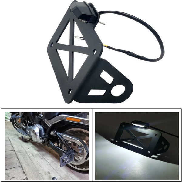 Support de plaque d'immatriculation de moto à montage latéral universel, avec feu arrière LED, pour Bobber Honda Cafe Racer Suzuki