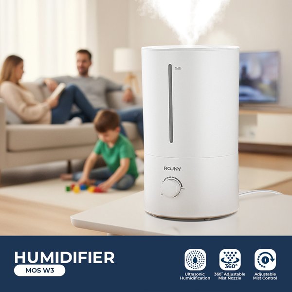 ROUNY Ultraschall-Luftbefeuchter 4 l, BPA-frei, 360° ° Nebeldüse, automatische Abschaltung bei niedrigem Wasser, 27-Stunden-Laufzeit, Schlafzimmer-großer Raum, Weiß
