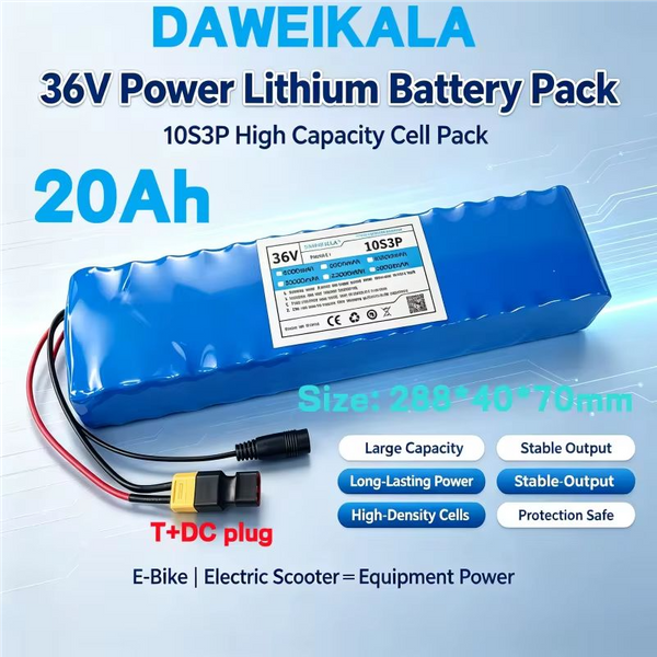 Neuer 36V 10S3P 20Ah Elektroroller-Akku 18650 Lithium-Batterie 500W Hochleistungs-Anpassbarer Stecker Luftfracht