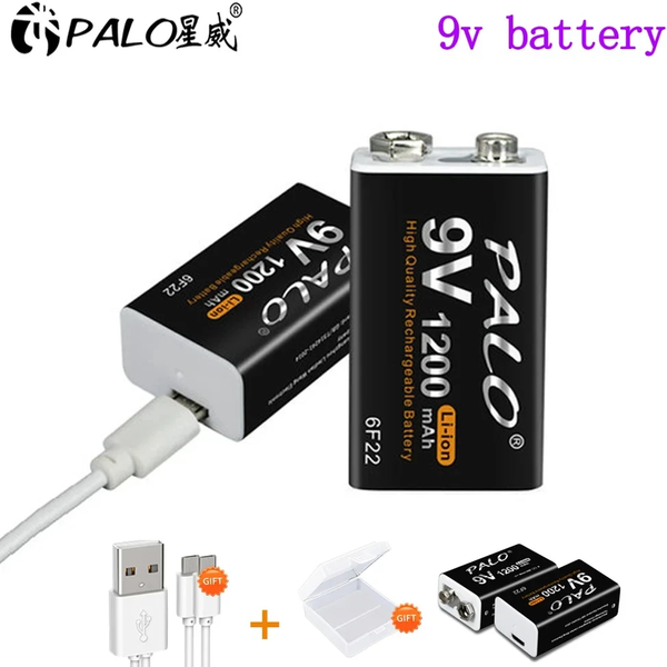 PALO 1200 mAh 9 V Akku 6F22 9 V USB Lade Lithium Li-Ion Batterien Für Metall Detektor Modell mikrofon Spielzeug