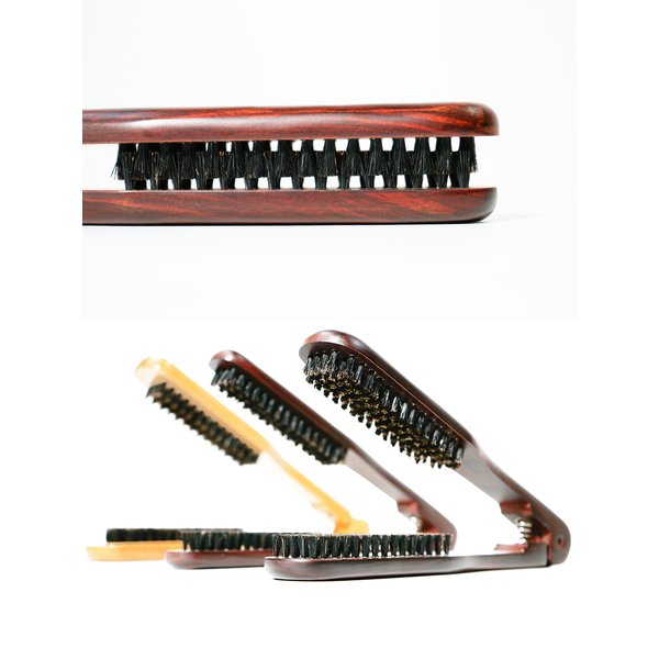 Professional V Type Hair Straighten Comb Double Brushes Hairdressing Comb Hair Brush Wooden Handle Anti-static Styling Tools