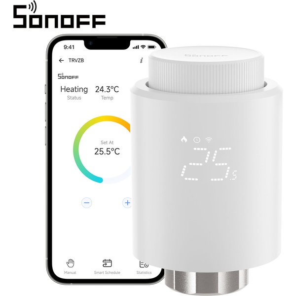 SONOFF TRVZB Zigbee Termostatyczny zawór grzejnikowy Inteligentne ogrzewanie domu Ochrona przed mrozem Aplikacja eWeLink Zdalne sterowanie Współpracuje z Alexa i Google Home