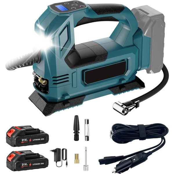 Kabellose elektrische Luftpumpe, wiederaufladbarer automatischer Reifenfüller für Autos, tragbarer Luftkompressor für den Heimgebrauch, kompatibel mit Makita 18V Akku