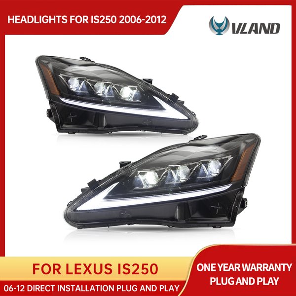VLAND 2005-2013 Lexus IS250 IS350 IS300 & 2007-2014 ISF LED-Scheinwerfer 2 Stück, E-Mark-zertifizierte Scheinwerfer mit sequenziellem Blinker, Plug & Play, Frontlicht-Upgrade-Ersatz