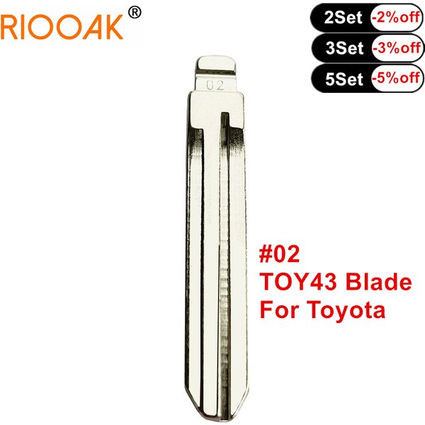 10 pièces # Lame de clé de voiture de remplacement KD vierge 02 NO.02 TOY43, pour Toyota Corolla Crown Camry Highlander Corolla Vios Fukuda Auman