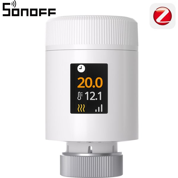 SONOFF TRV‑ZBT TRV Gen2 Zigbee Thermostat Radiator Valve, compact design, HD IPS color display, supports 3 programs and 12 time intervals, energy-saving mode