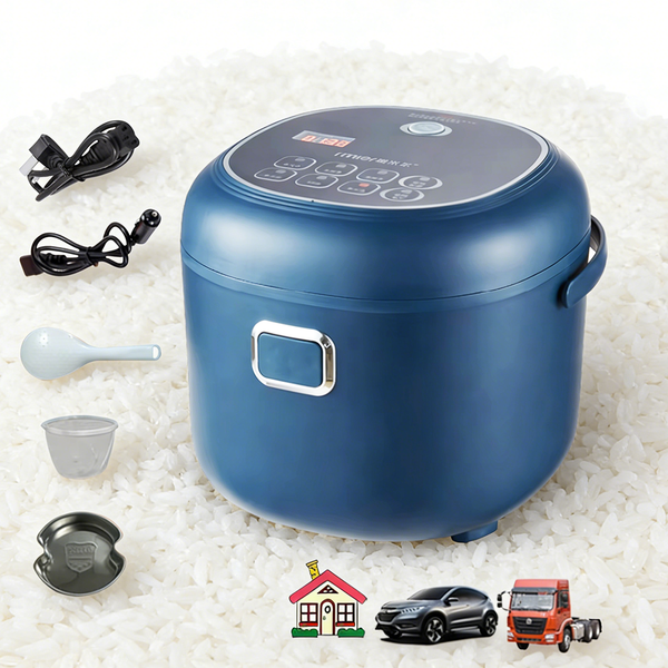 12V 24V 220V 2L 200W Car and Home Rice Cooker Van and Truck Rice Cooker 1-3 People Portable Electric Rice Cooker