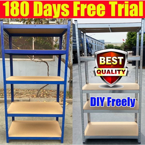 Heavy-duty shelving storage rack, 5-tier metal shelf workshop rack with steel frame and MDF panels, up to 875 kg capacity