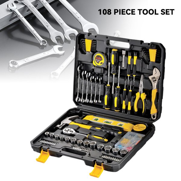 Heimwerkzeug-Set 108-teilig Werkzeug-Set DIY Haushaltswerkzeug-Sets für Reparaturen und Wartungsarbeiten Schraubendreher Hammer Schraubenschlüssel Zangen