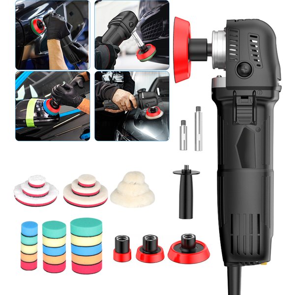 Mini-Poliermaschine Rotationspolierer für Autopflege Super-Poliergerät Kommt mit einem Set aus 27 Polierpads in verschiedenen Größen plus M14-Gewinde-Verlängerungsstangen in 75mm, 100mm und 140mm