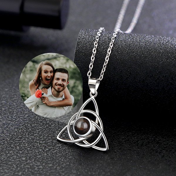 Personal isierte kunden spezifische Foto Dreieck Anhänger Halskette für Frauen Männer Projektion Foto Halskette Mädchen Charme Geburtstag Schmuck Geschenk