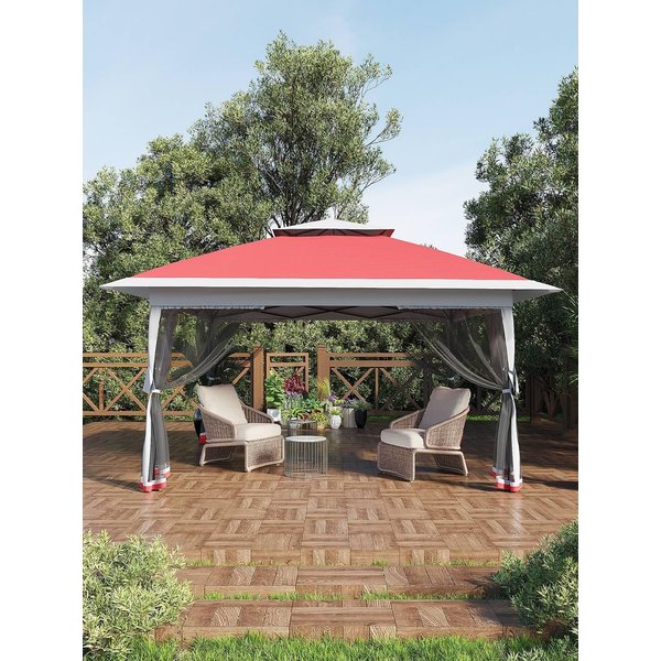 Pop-up gazebo with mosquito net, one-handed setup sunshade tent for garden, patio, yard-waterproof & UV-resistant
