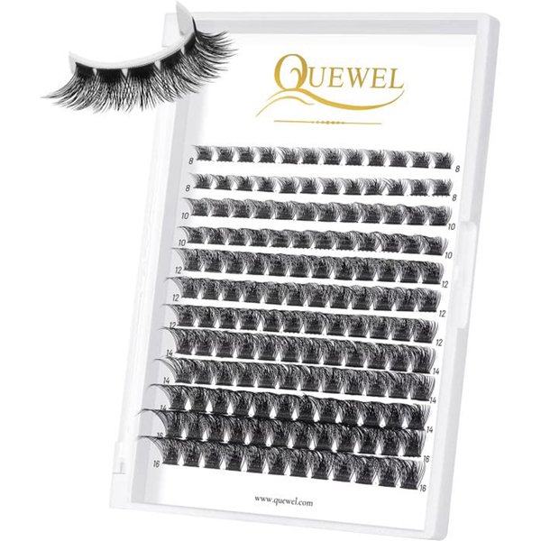 Quewel-Cils de vison individuels segmentés, cils de bricolage, maquillage à la maison, volume russe naturel, C, D Curl, 144 grappes