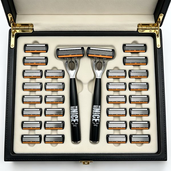 Men's Manual Safety Razor Set, featuring 6-layer stainless steel blades and an aloe vera lubricating strip | perfect as a gift.