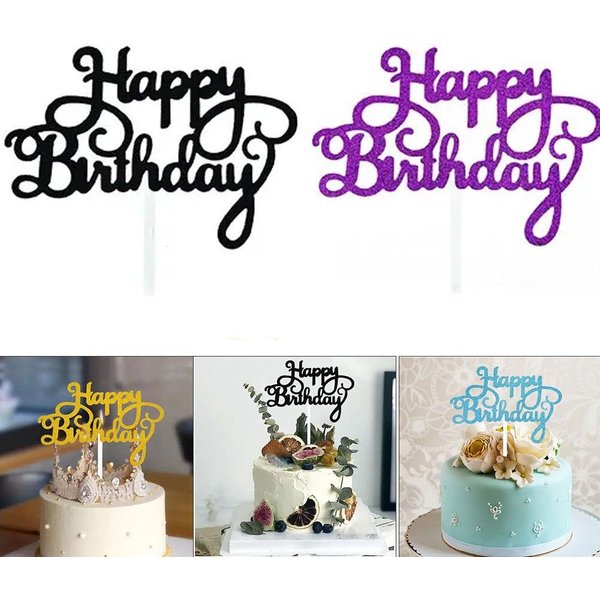 JJYY 5Pcs Cake Flag Toppers Birthday Party Decorations Kids Cake Topper Happy Birthday Cupcake Toppers Birthday Party Supplies