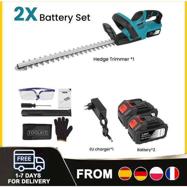2-in-1 Akku-Heckenschere & Grasschere Professionell mit Strauchschere und Grasschere-Klingen Garten-Elektroschneidewerkzeuge