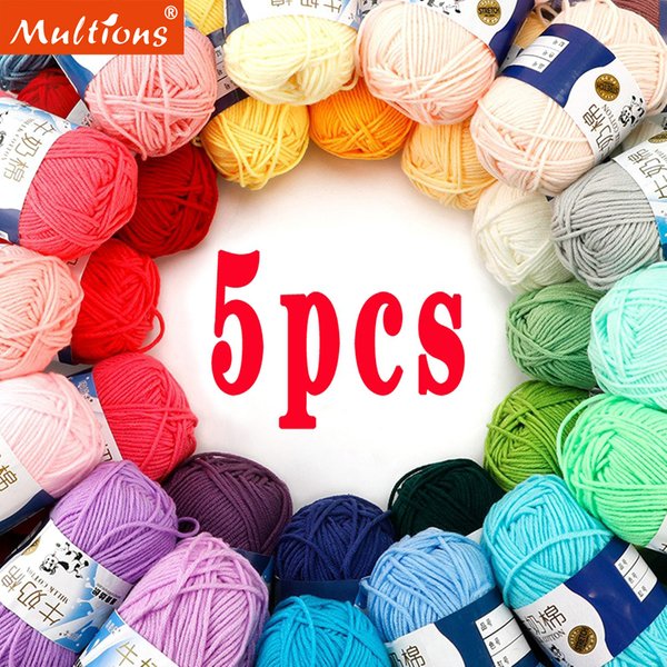 5pcs 5ply Milk Cotton Knitting Yarn Soft Blended Cotton Crochet Thread For Hand Knitting Sweater Baby Yarn 50g Knitting Tools