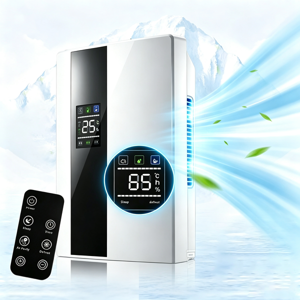 Nouveau déshumidificateur et purificateur d'air portables 2 en 1 pour la maison, la cuisine, la chambre à coucher, absorbeur d'humidité silencieux, sécheur d'air avec arrêt automatique