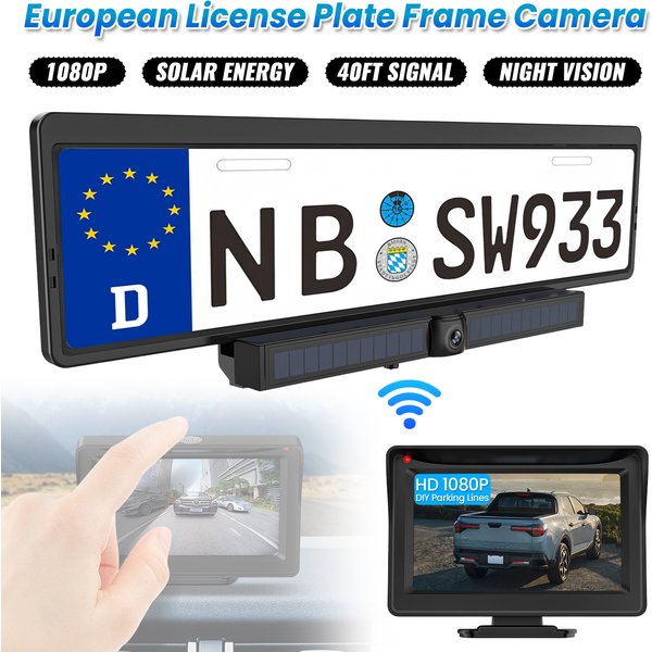 4,3-Zoll-Solar-Rückfahrkamera für Auto, Wohnmobil, LKW, Anhänger, Pickup, 12V-32V, Auto-Monitor, 1080P HD WIFI Rückfahrkamera