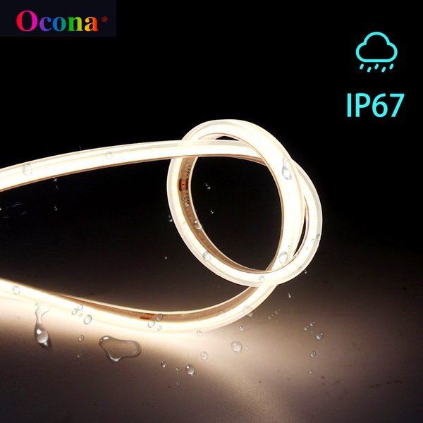 Bande lumineuse LED COB Super fine et étanche, pour décoration de maison, bricolage, IP67, DC 12V, manteau en silice Flexible, 5mm, variable, 5m
