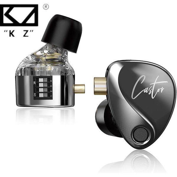 KZ Castor In Ear HiFi Earphone 2 Dynamic High-end Tunable balanced armature Earphones Monitor Headphone Cancelling Earbuds