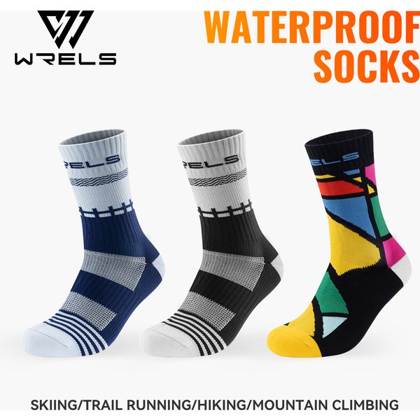 WRELS 1/2/3 paires de chaussettes imperméables respirantes et rembourrées, chaussettes de sport chaudes et antidérapantes pour activités de plein air, ski, pêche, randonnée.