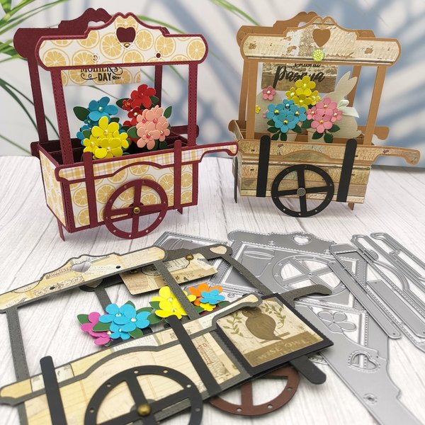 Alinacutle matrices de découpe en métal coupe 3D fleur chariot stand Scrapbooking papier artisanat fait à la main Album carte poinçon Art couteau