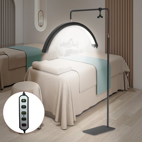 24 Zoll LED Halbmond-Wimpernlicht, Temperatur 3000K-6000K, Stehende Aufhellungsleuchte für Beauty, Gesichtsbehandlungen, Tattoos, Augenbrauen und Filmaufnahmen
