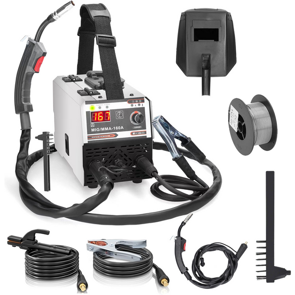 MMA-160A Schweißgerät 2-in-1 MIG MMA Schweißmaschine mit Digitalanzeige DC-Inverter IGBT Automatische Drahtzuführung Kontakt-Schweißgerät Gas-Lichtbogenschweißmaschine