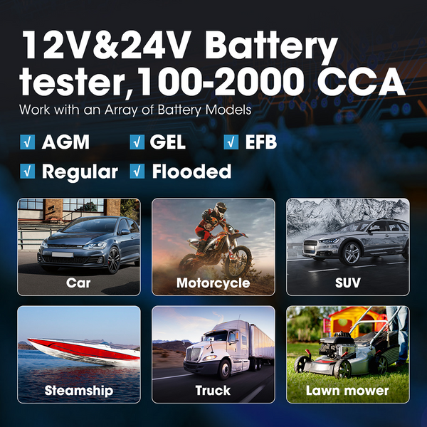 TOPDON BT200 Tragbarer Batterietester Lade- und Starttestgerät für Autos 12V Kfz-Diagnose-Batteriemonitor 100-2000CCA