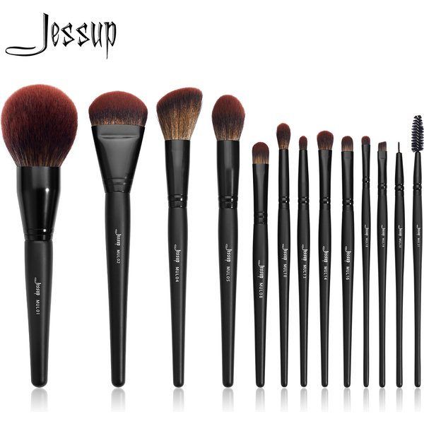 Ensemble de 13 pinceaux de maquillage Jessup, pinceaux synthétiques de qualité supérieure, grand pinceau à poudre, fond de teint, enlumineur, correcteur, contour, eye-liner de précision T300