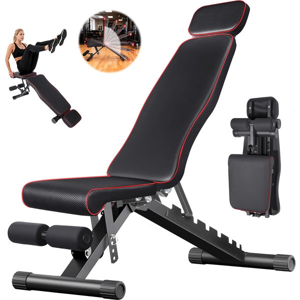 Fitnessbank für Heimtraining, Hantelbank mit Rückenlehne, Winkel-Sitzkissen, Faltbare Trainingsausrüstung, Verstellbarer Fitnesshocker