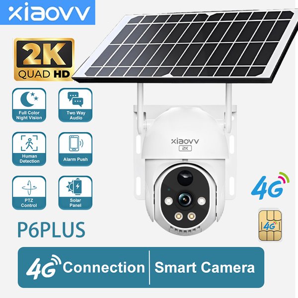 Caméra PTZ 4G LTE à énergie solaire XIAOVV, carte SIM intégrée, batterie intégrée, étanche IP65, caméra de sécurité CCTV extérieure
