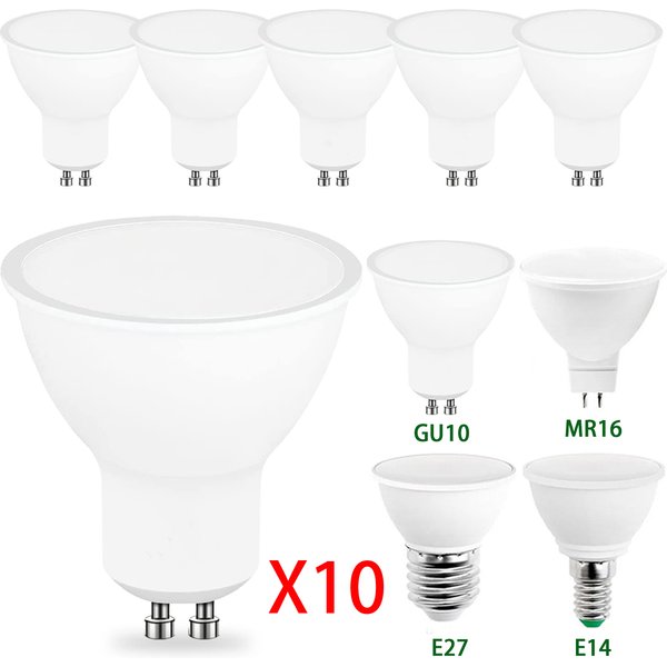 10 pièces GU10 E27 E14 MR16 GU5.3 Lampada LED ampoule 3W 6W 9W 12W 220V Bombillas lampe à LED projecteur Lampara Spot lumière éclairage domestique